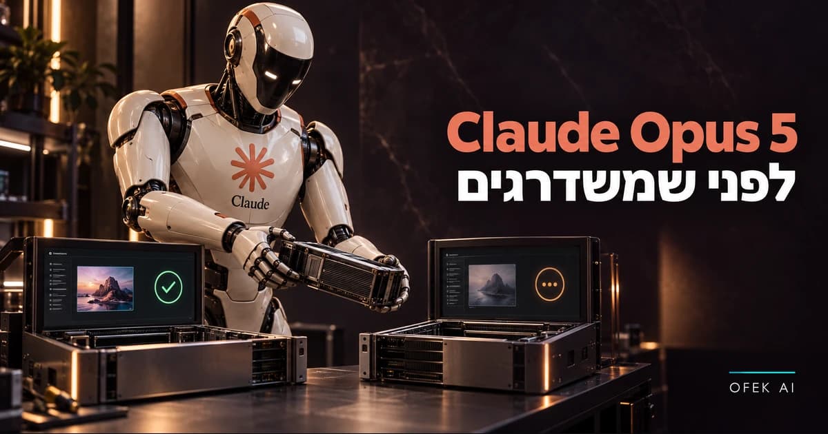 דמות קלוד מעבירה מודול בין עמדות בדיקה לקראת שדרוג ל-Opus 5